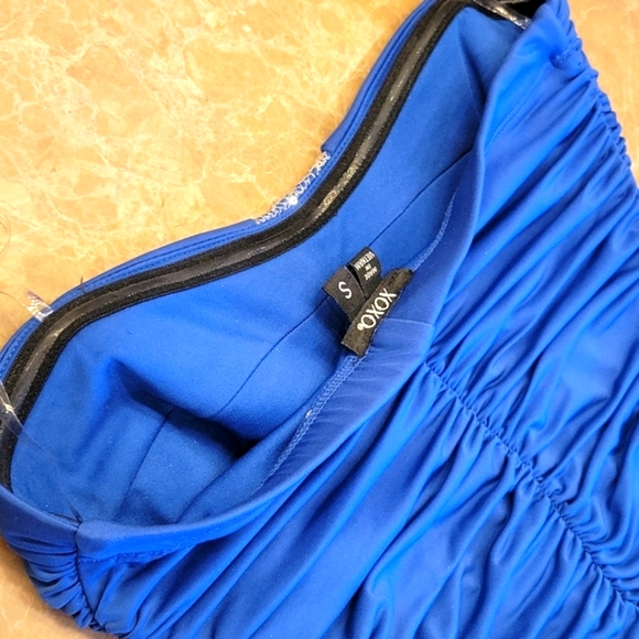 XOXO strapless ruched bodycon dress with front center glamour detailing,  S - Picture 15 of 16